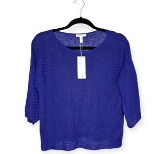 Eileen Fisher NWT 100% organic linen knit top crew neck size extra small